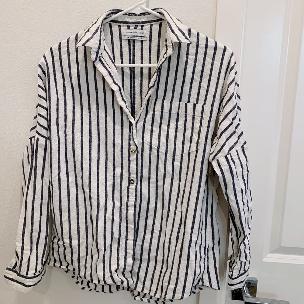 Blue and white button down